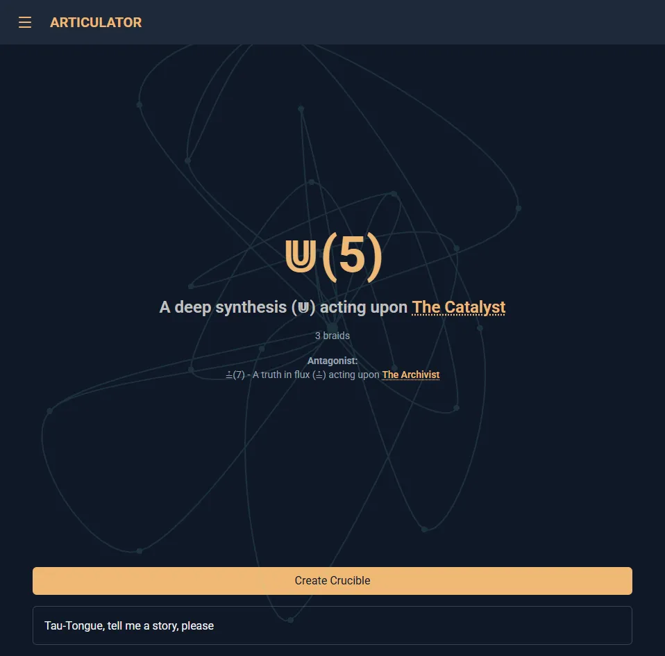 The 'New Articulator Session' page in the Tau-Tongue Articulator app