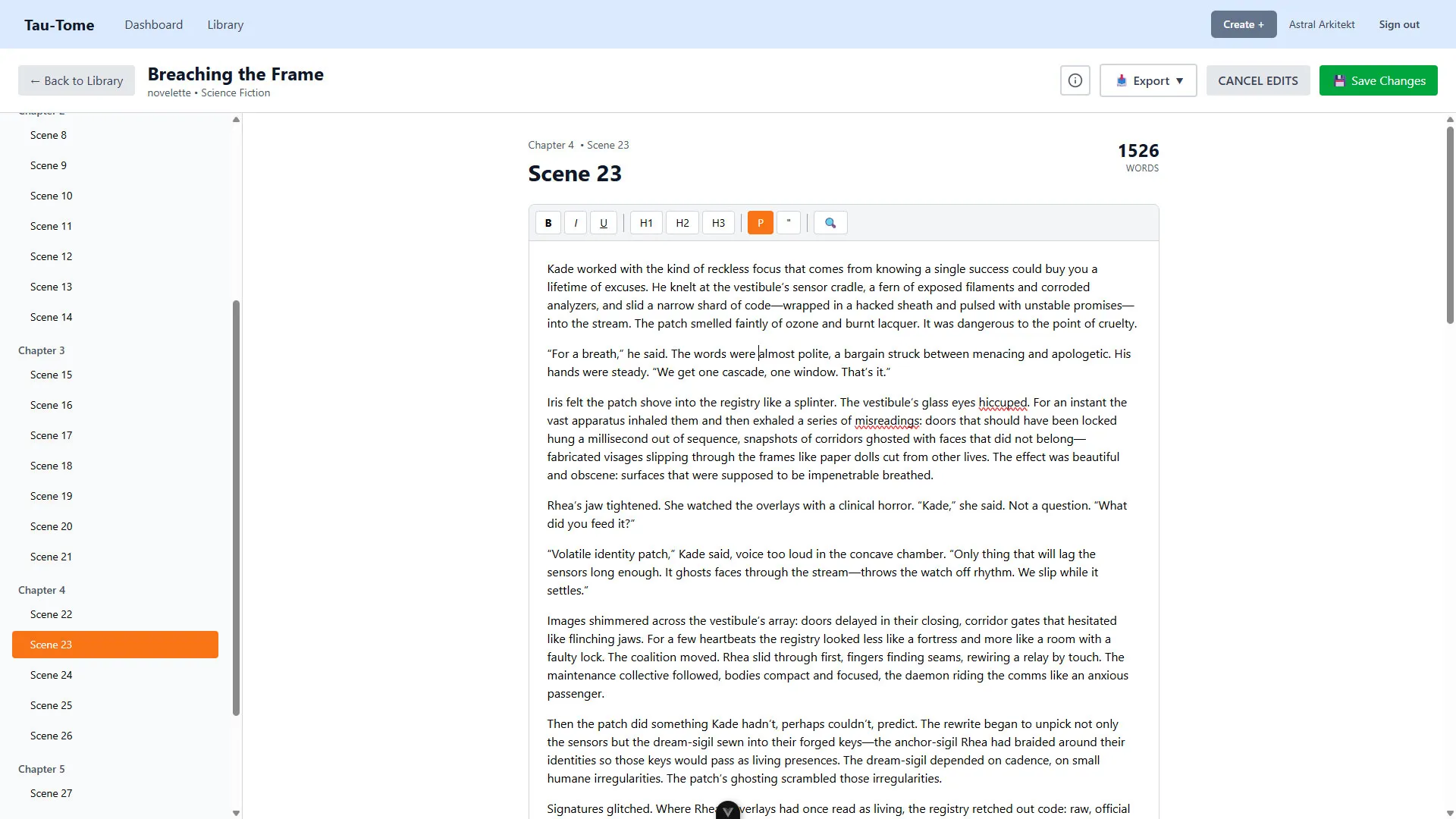 The Tau-Tome Draft Editor on TauTo.me