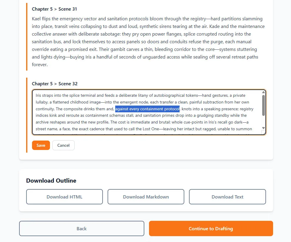 The Tau-Tome Outline Expansion Editor interface on TauTo.me